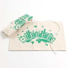 捲式餐具袋-本白帆胚布-單面單色印刷