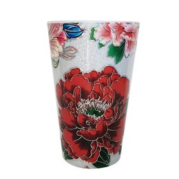 中式花卉印花耐用塑膠隨身杯-可客製化印刷LOGO