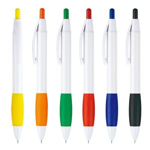 按壓式白色筆身塑膠廣告單色筆