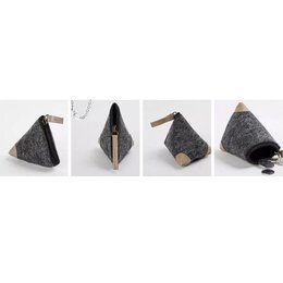 零錢包-三角形毛氈拉鍊錢包-可客製化禮贈品印刷
