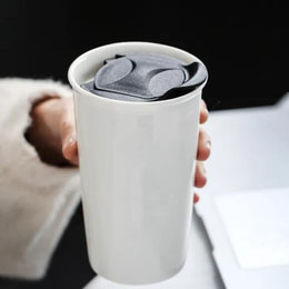 雙層陶瓷咖啡杯-可客製化印刷LOGO