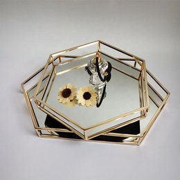 六角形不銹鋼鍍金鏡面置物盤