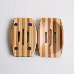 桌上型單層竹木肥皂盒-長方形