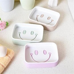桌上型雙層塑料肥皂盒-笑臉長方形