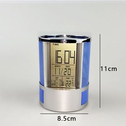 多功能溫度計數字鬧鐘筆筒
