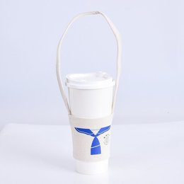 環保杯袋-米白帆布杯套-可客製化印刷企業LOGO或宣傳標語-高中