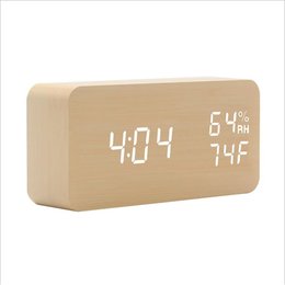 木製LED顯示溫度鬧鐘 