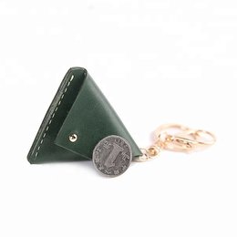 零錢包-粽型三角形鈕扣皮革錢包-可客製化印刷LOGO