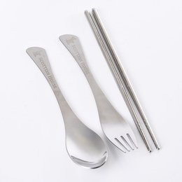 不鏽鋼餐具3件組-筷.叉.匙(魚尾型款)-無收納盒