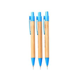 竹製藍色筆夾自動鉛筆