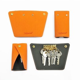 鑰匙包-PU皮革單子母扣式鑰匙包-可客製化印刷LOGO