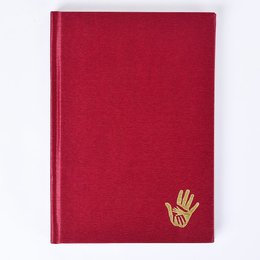 筆記本-尺寸25K紅色柔紋皮精裝-封面燙印+內頁模造紙-客製化記事本