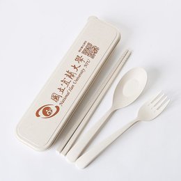 小麥桔梗餐具3件組-筷.叉.匙-附小麥收納盒-學校專區-國立宜蘭大學(同73AA-0001)