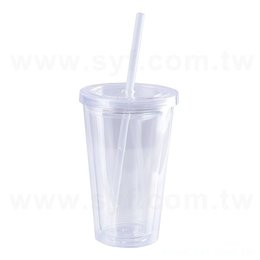 450ml廣告杯吸管杯-雙層設計可放PVC片-可印LOGO