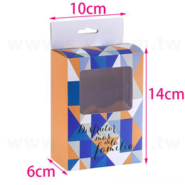 10x6x14cm(尺寸以下均一價)-插底式吊盒加玻璃紙-325P鑽卡紙盒-包裝盒印刷
