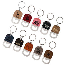 皮革開瓶器鑰匙圈-可客製化印刷LOGO