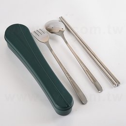 304不鏽鋼餐具3件組-筷.叉.匙-附塑膠收納盒