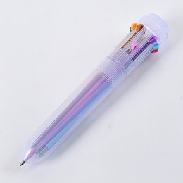 10色透明塑膠粗桿圓珠筆-單色印刷
