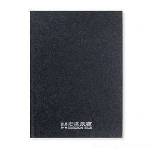 筆記本-尺寸25K黑色柔紋皮精裝-封面燙印+內頁雪白道林紙-客製化記事本