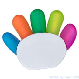 手掌造型五色螢光筆-開蓋式螢光筆-可客製化印刷logo