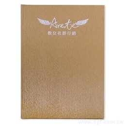 16K金色柔紋皮燙白-硬殼精裝商務筆記本-可客製化內頁與LOGO