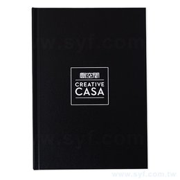 筆記本-尺寸25K黑色柔紋皮精裝-封面燙印+內頁模造紙-客製化記事本