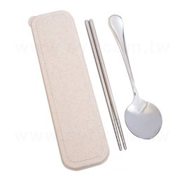 不鏽鋼餐具2件組(基本款)-筷.匙-附小麥收納盒