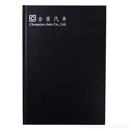 筆記本-尺寸16K黑色柔紋皮方背精裝硬殼-燙印封面-客製化記事本