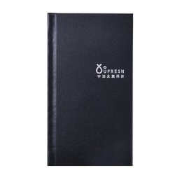 筆記本-尺寸48K黑色柔紋皮方背精裝硬殼-封面燙印-客製化記事本