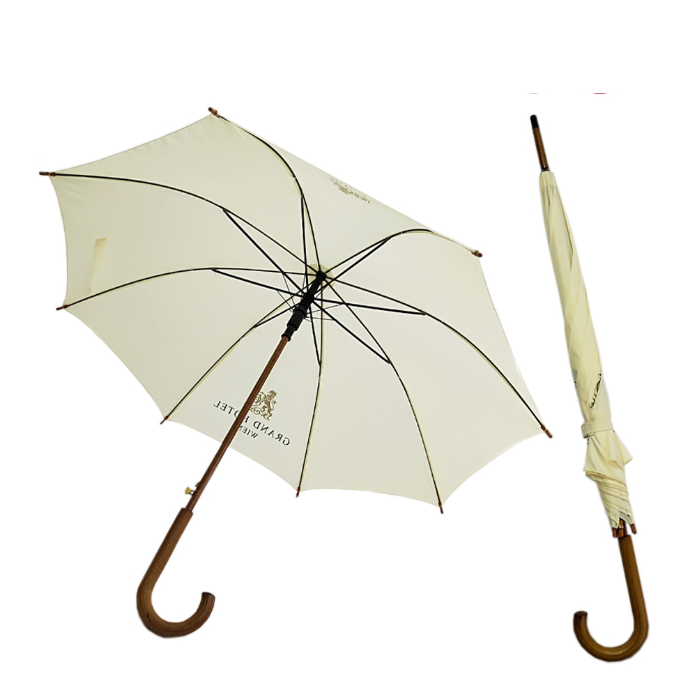 傘徑100cm,190T聚酯纖維/春亞紡,J型木製手把,8骨,自動廣告傘