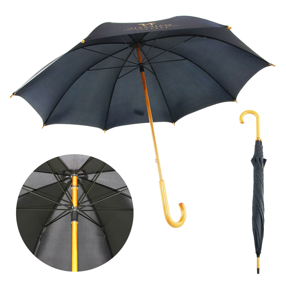 傘徑100cm,190T春亞紡,J型木製手把,8骨,自動廣告傘