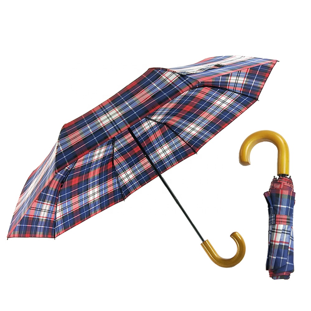 傘徑96cm,春亞紡,木製手把,8骨摺疊廣告傘