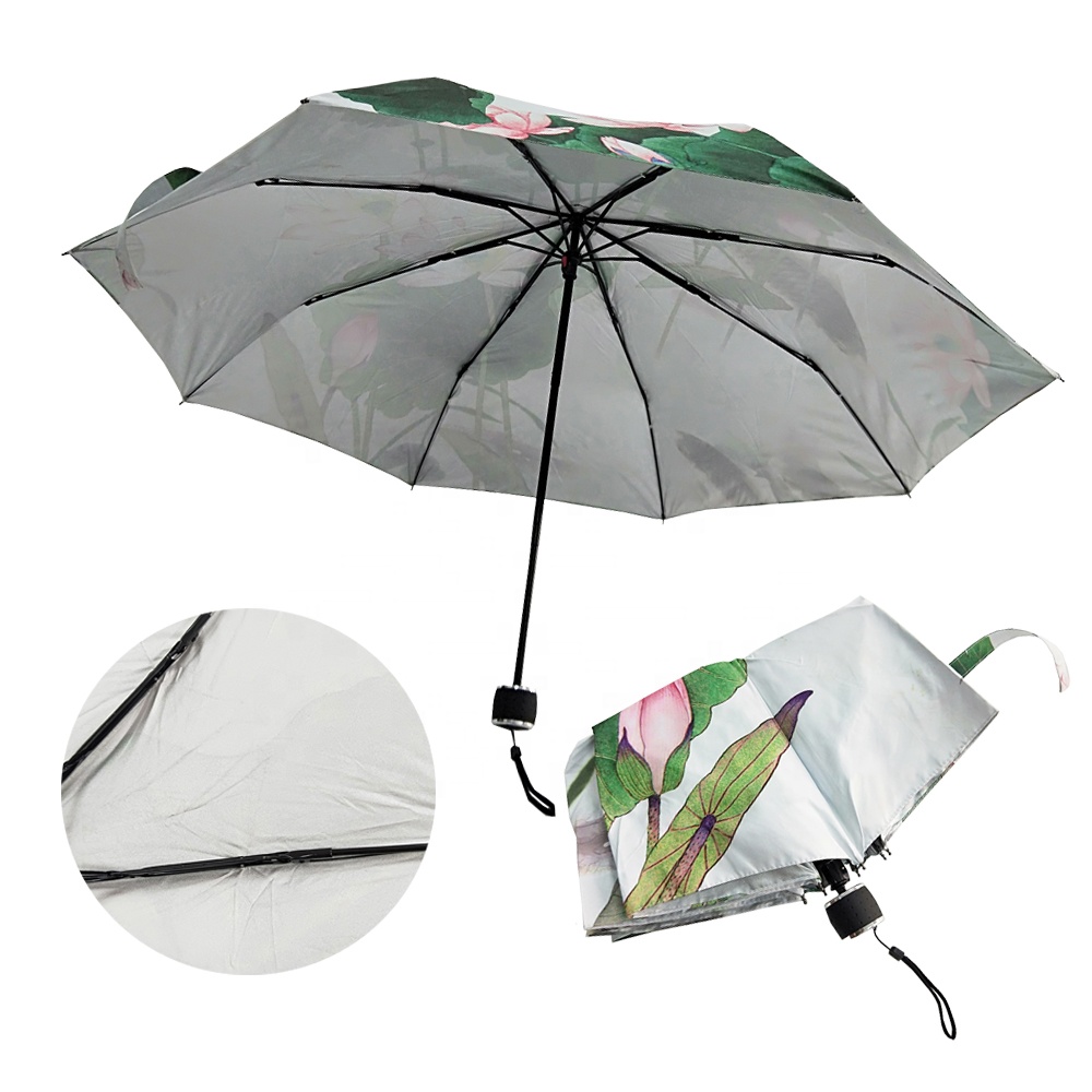傘徑96cm,銀塗層春亞紡,橡膠塗層手把,8骨摺疊廣告傘