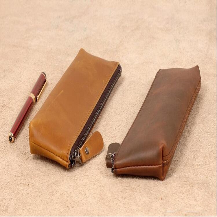 18*6*2.5cm,Genuine Leather,深棕/淺棕筆袋